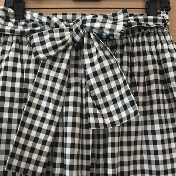 Tory Burch Black White Gingham Midi Skirt Small Cotton Tie Waist Pockets NWOT - Picture 7 of 10